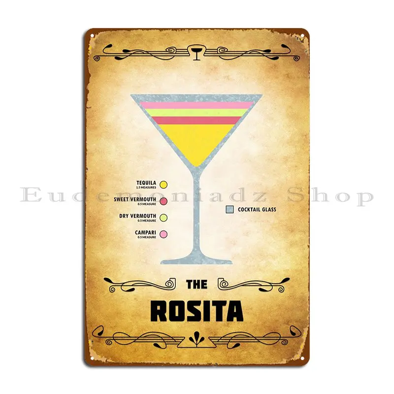 Rosita Cocktail Targa In Metallo Crea Garage Wall Cave Personalizzato Classic Tin Sign Poster