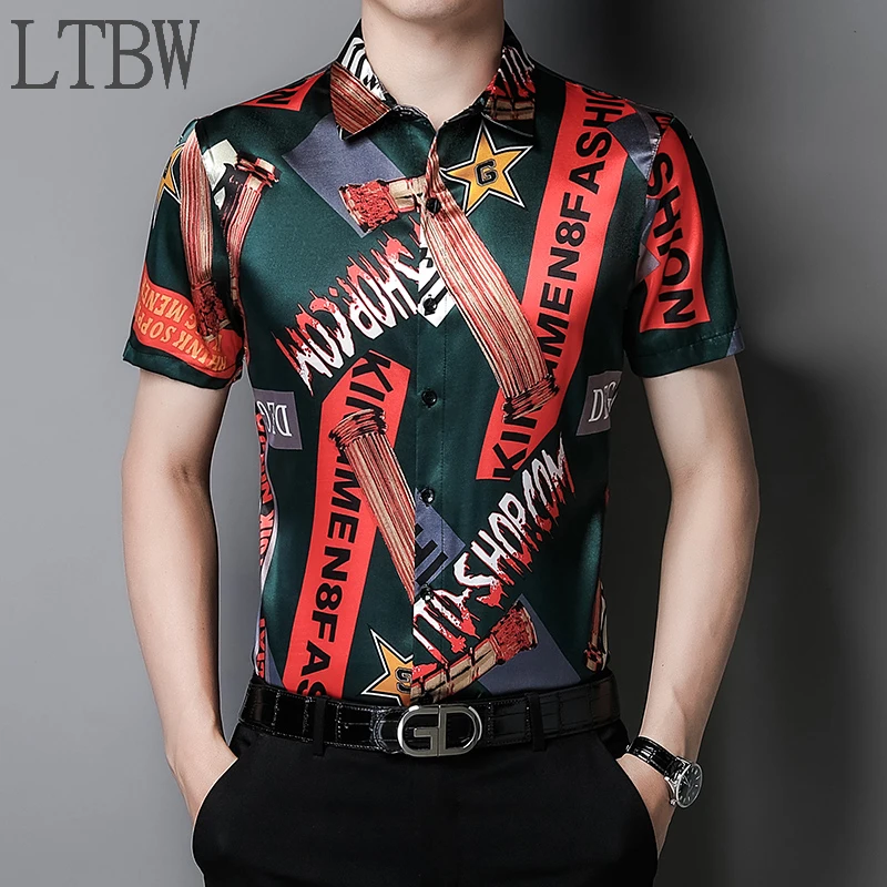 

LTBW Fast Shipping New Men's Short Sleeve Printed Shirt Casual Short Sleeve Top