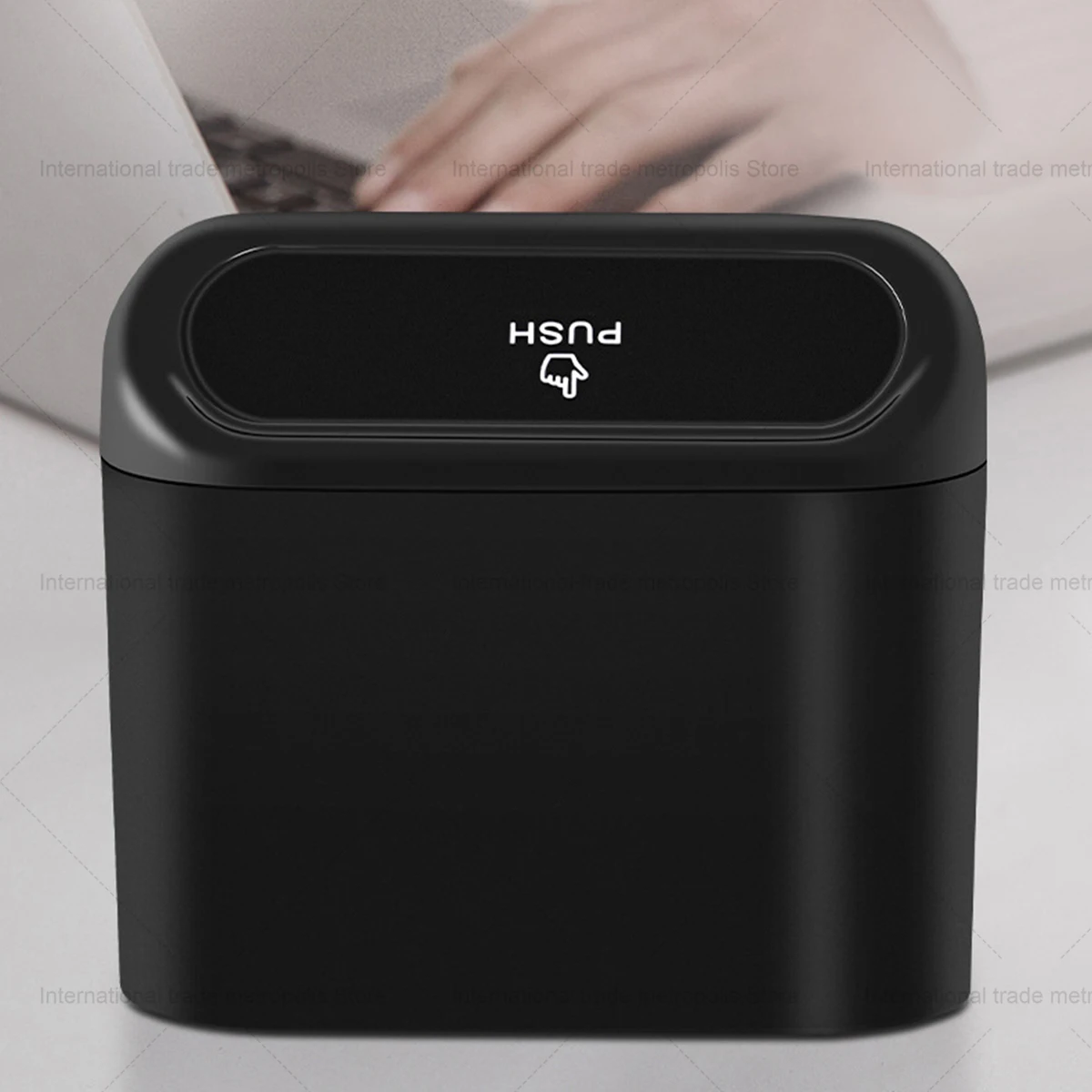 

Hanging Car Trash Can Vehicle Garbage Dust Case Storage Box ABS Square Pressing Trash Bin Auto Interior Accessories for Car