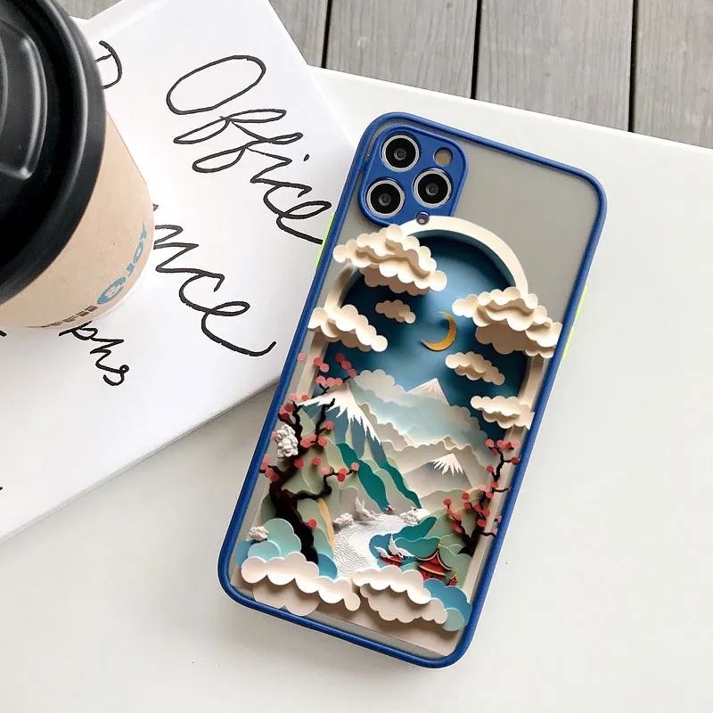 Landschaftsdruck Handyhülle für iPhone XS X XR 17 16 14 11 12 13 15 Pro Max Mini 16 Plus Berge und Flüsse Stoßfeste Schutzhülle – Detail 11