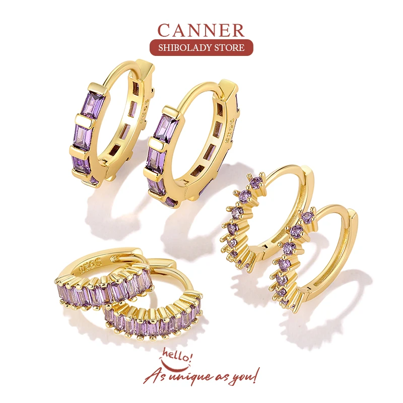 925 Sterling Silver Diamond-stud Zircon Turquoise Hoop Earrings For Women