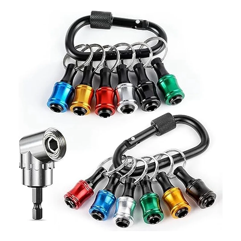 

Quick Release Bit Holder 1/4 Drill Bit Holder Keychain,And 105° Right Angle Drill Attachment