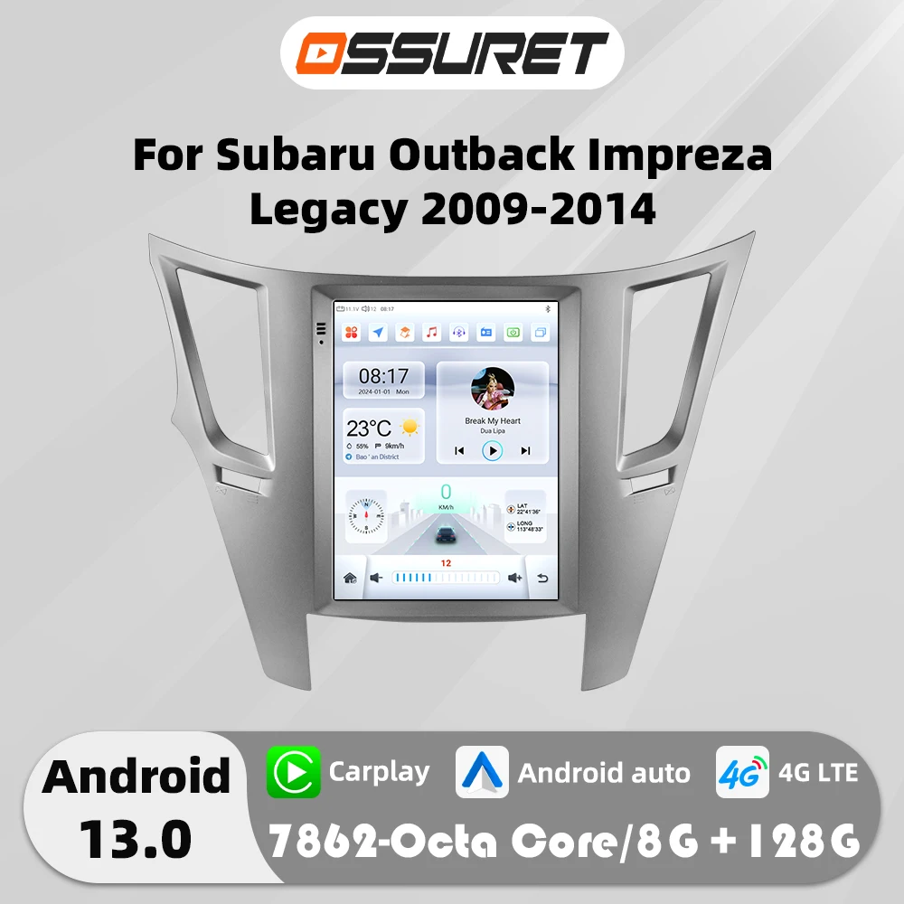 9,7 "Carplay Android 13 Autoradio für Subaru Outback Impreza Legacy Tesla Auto Multimedia Player GPS Navi Stereo 2din SWC Bildschirm