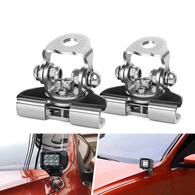 Headlight Holder Lamp Holder Led Work Light Holder Steel Car Hood Headlight Bracket Pillar Hood Mount Rotatable Bracket Headlight Holder Led Work Light Bar Support 1pc/2pcs