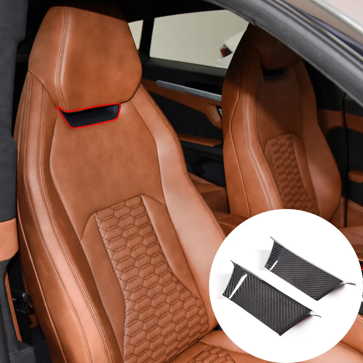 

Подголовник автомобильного сиденья из натурального сухого углеродного волокна, декоративный защитный чехол, автомобильные аксессуары для Lamborghini URUS 2018-2021