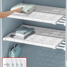 Joybos Adjustable Storage Shelves for Kitchen Waterproof Closet Organizer No Punching Wardrobe Organizers Bathroom Accessories