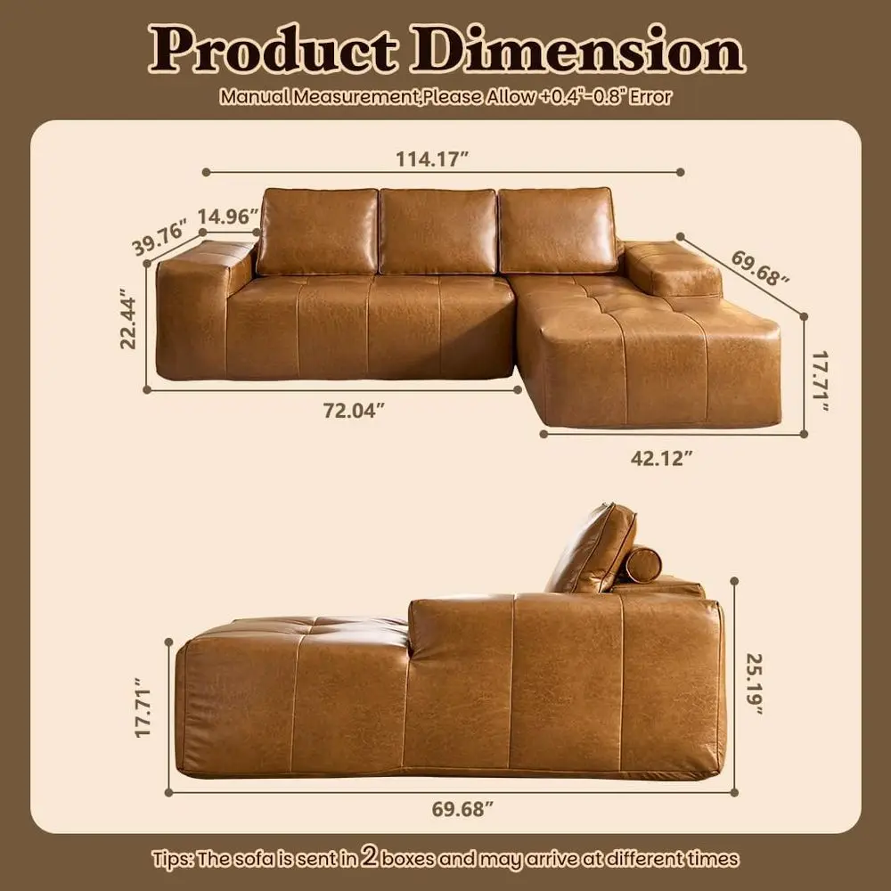 Brown Leather Sofa Set 2