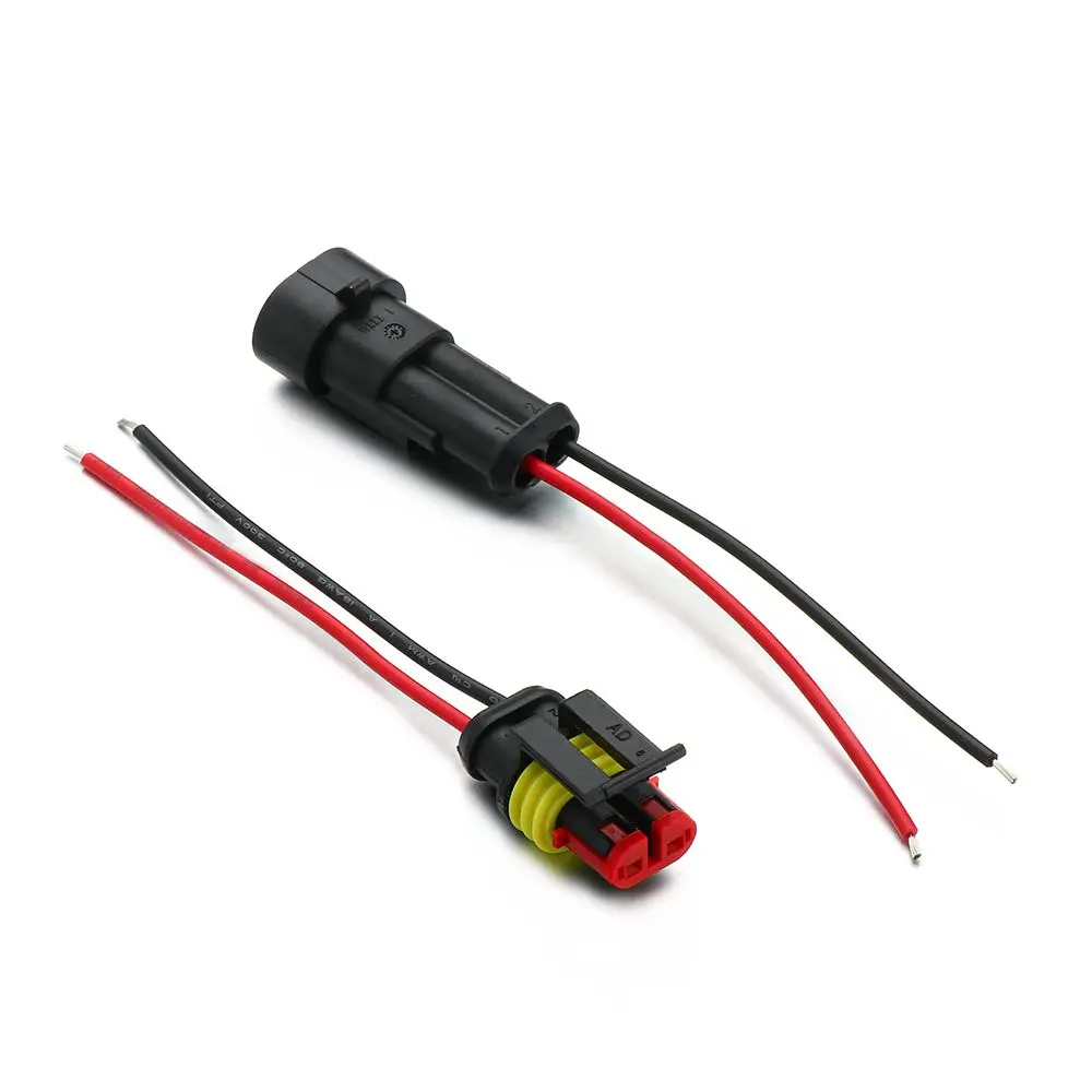 12V 2Pin Cable Wire Connector Plug Waterproof Sealed For Electrical Car Auto Connector With Cable 5/10Kit