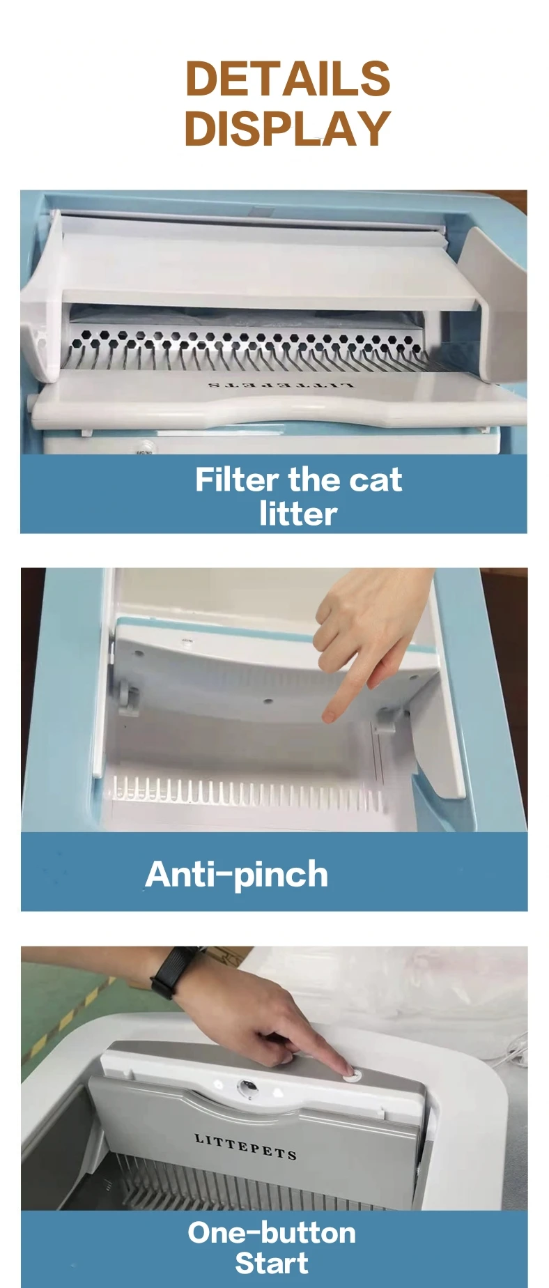 LITTEPETS Opened automatic cat litter box open design self