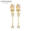 YUXINTOME 1 PC 925 en argent Sterling aiguille d'oreille coloré Zircon chaîne gland boucles d'oreilles pour les femmes deux trous boucle d'oreille bijoux A45
