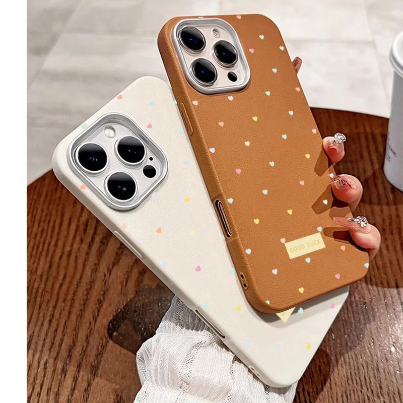Colorful Love Heart Leather Shockproof Phone Cover Gift