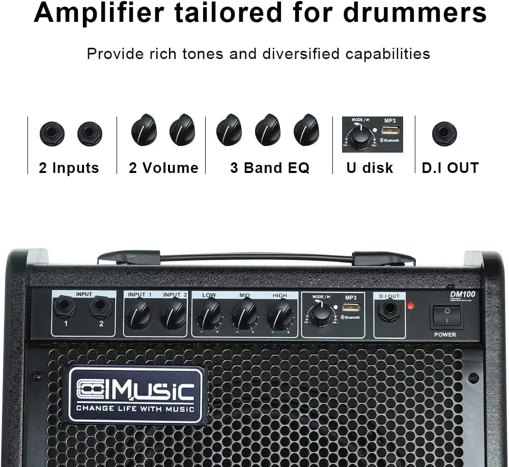 Coolmusic エレクトリックドラム DM100 電子ドラムアンプ Amazon.com: Coolmusic Electric Drum AMP 100-Watt Electronic