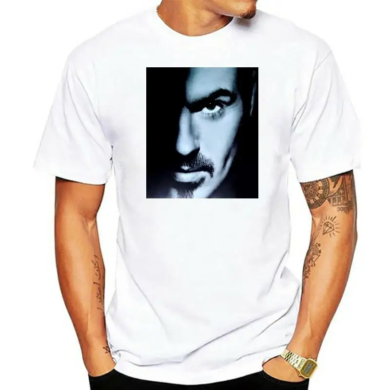Maglietta Nera George Michael Face Più Vicina 2 Magliette Aderenti Da Donna