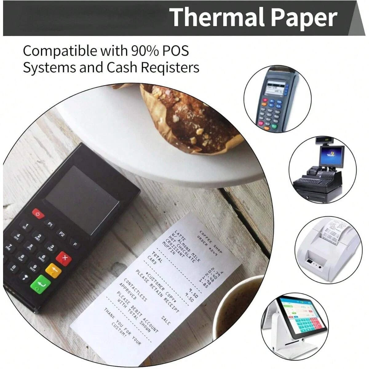 Thermal Paper Thermal Paper Roll Thermal Printer Paper Thermal Paper Receipt Rolls Paper Fits All Credit Card Receipt Thermal Fits All Mini POS Printer
