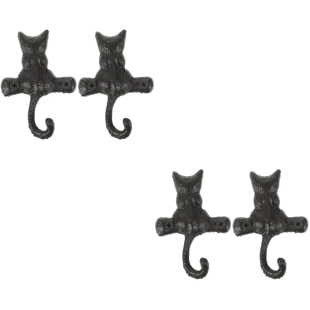 

4 Pcs European Classical Cast Iron Cat Hook Kitchenaod Key Hooks Coat Hanger Scarfs Wall Cute Personal Item