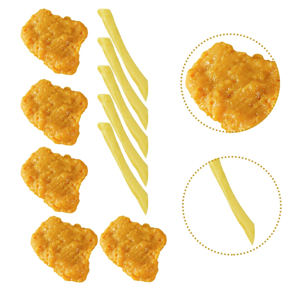 

Поддельные куриные Nuggets и картофель фри, модель образца еды, прочие реалистичные обжаренные украшения из ПВХ, симуляция для студентов