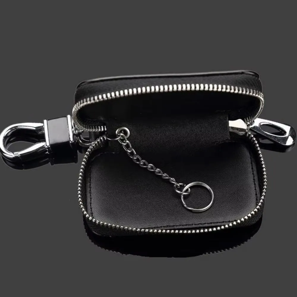 Trendige Leder-Schlüsseltasche mit Reißverschluss, Schlüsselbörse, Autoschlüssel-Etui, Aufbewahrungstasche, Schlüsselhalter-Organizer für Männer und Frauen – Detail 5