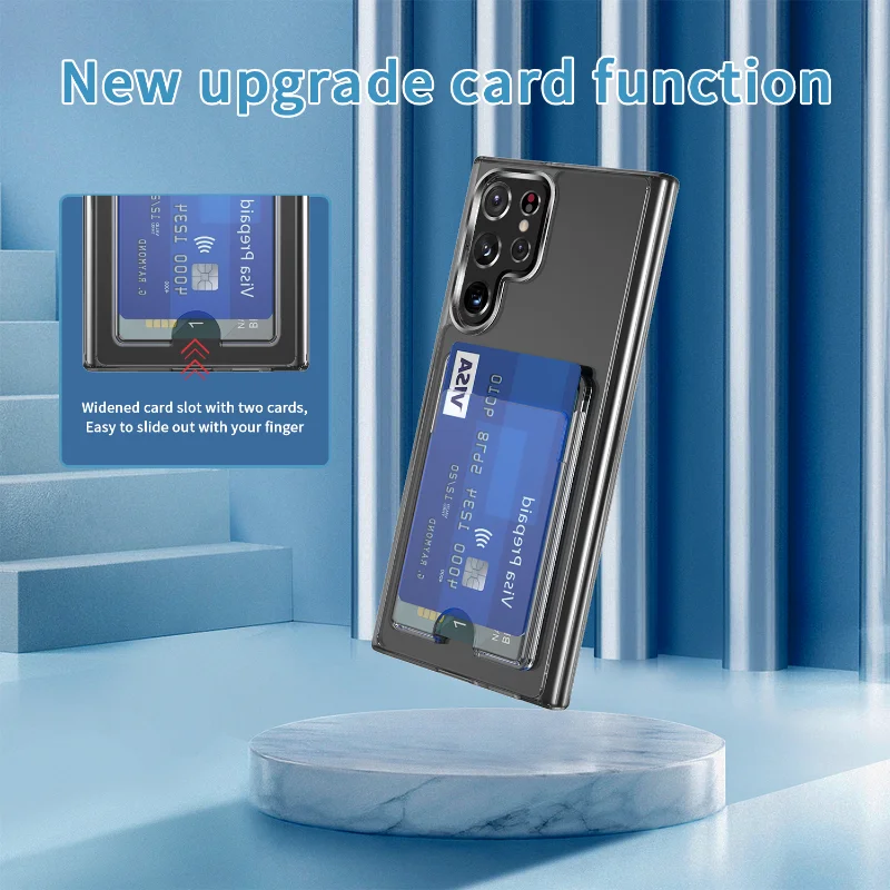 Transparent Card Holder Wallet Case - Shockproof Clear Hard Cover