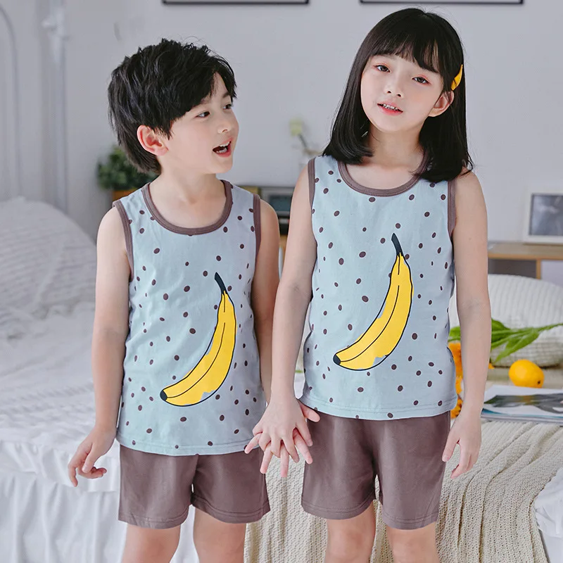 Kids Clothes Girls Child Vest Short 2pcs Cotton Cartoon Clothing Set for Boys 2 4 6 8 10 Years Children Kids Tracksuit Outfit disney clothing sets