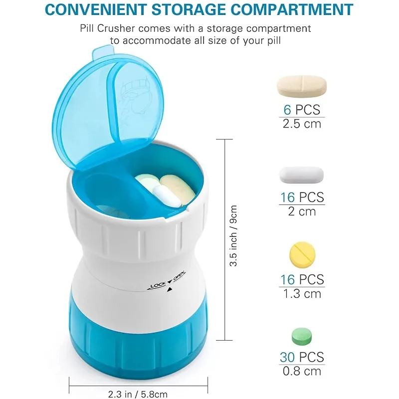 3 in 1 Ceramic Heart Pill Grinder Crusher Pulverize Pills Tablets Fine Powder with Pill Box Container pill grinder