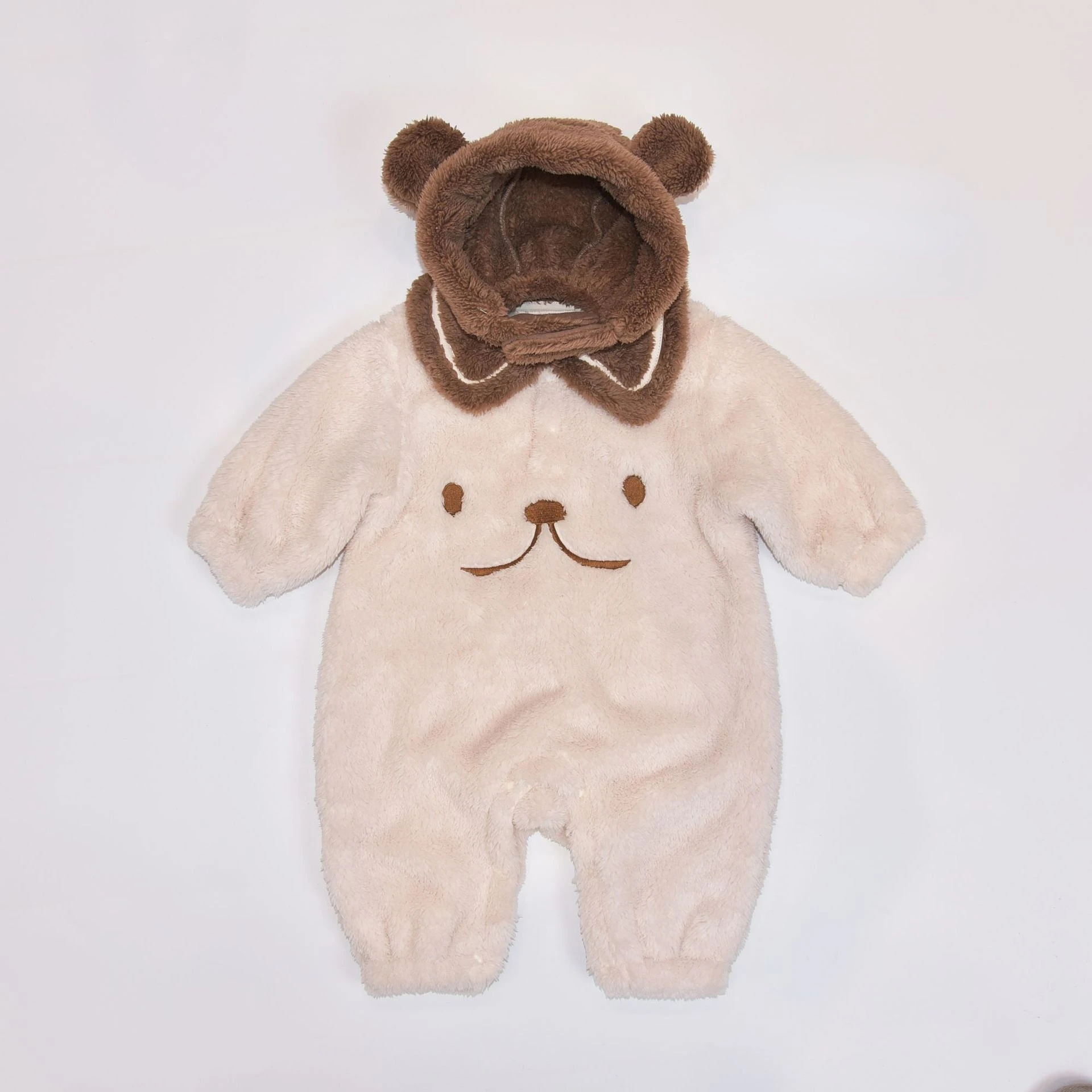 

66-100cm Winter Baby Coral Velvet Romper Baby Clothes Baby Jumpsuit Baby Girl Romper with Hat Cute Bear