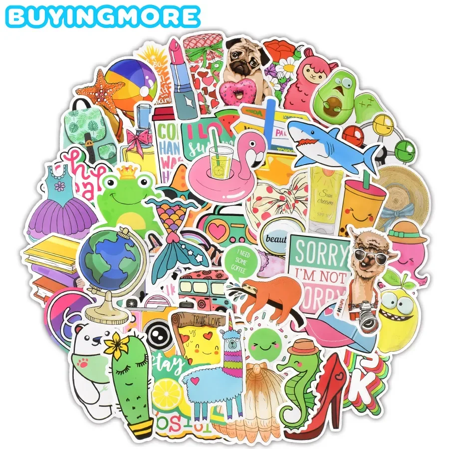 100 PCS Cute Graffiti Stickers Vsco Cartoon Anime Kawaii Girl Stickers for Kids DIY Laptop Suitcase Guitar Bike Car Skateboard 10 30 50pcs steven universe graffiti waterproof skateboard travel suitcase phone laptop luggage stickers diy kids girl toys