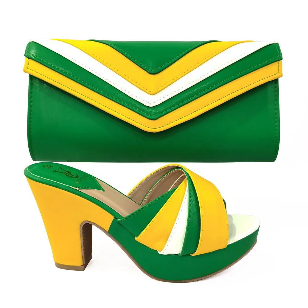 

Wonderful Three Color Style Women Dress Shoes For African Pumps Match Handbag Set CR2126,Heel 10CM