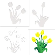 

2022 Hot Sale Tulip Floral Layering Stencils Cutting Die Diy Painting Scrapbook Coloring Embossing Album Decorate Craft Template