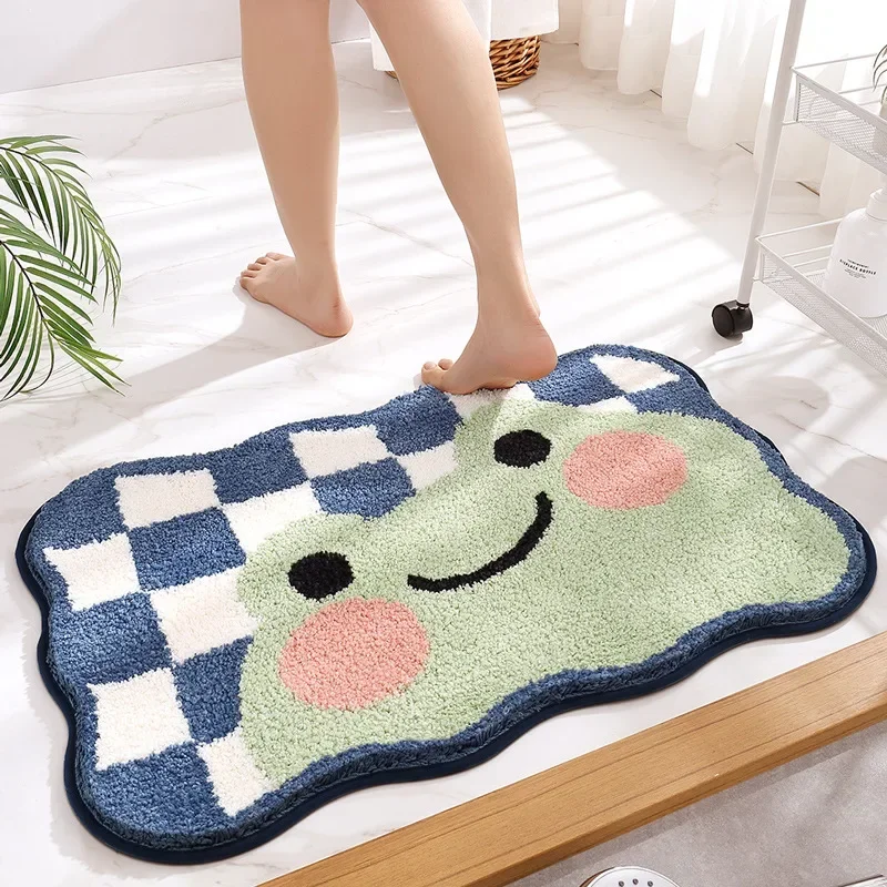 Frog and Bear Flocking Bath Mat Home Decoration Door Mat Non-slip Absorbent Bathroom Doormat