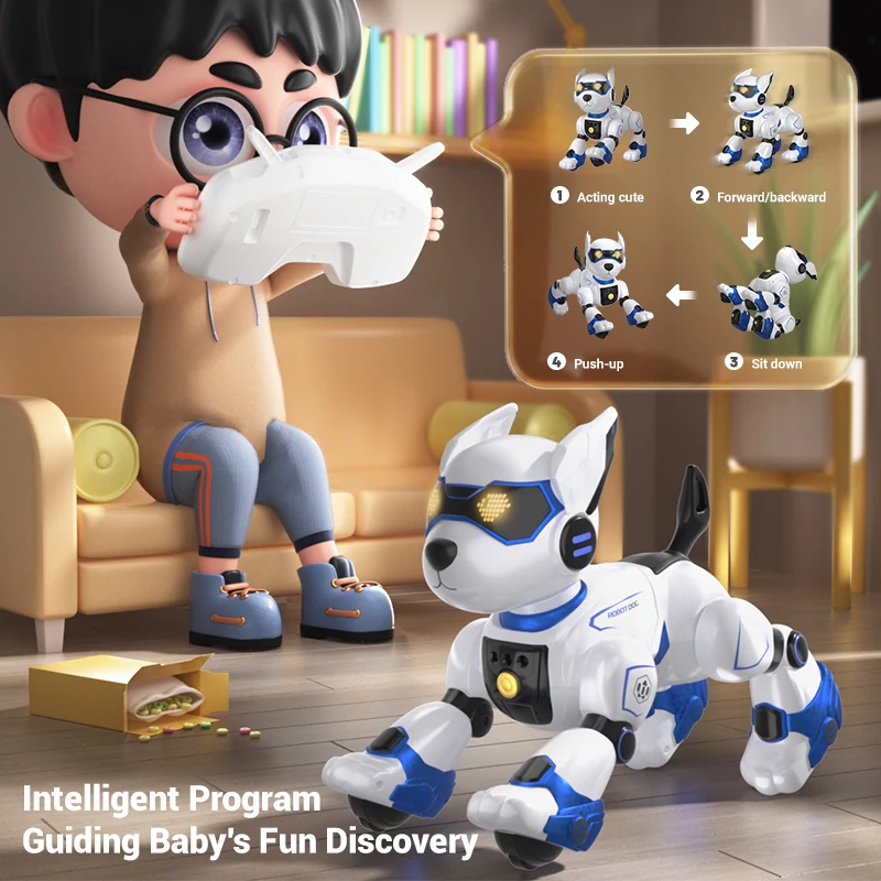 JJRC-R27 Intelligent Robot Dog Toy Touch Walking Dancing Light Playing Cute Remote Control Electric Smart Pet Dog Kid's Gifts remote control dog toy robot dance toys robot toy remote control robot toy