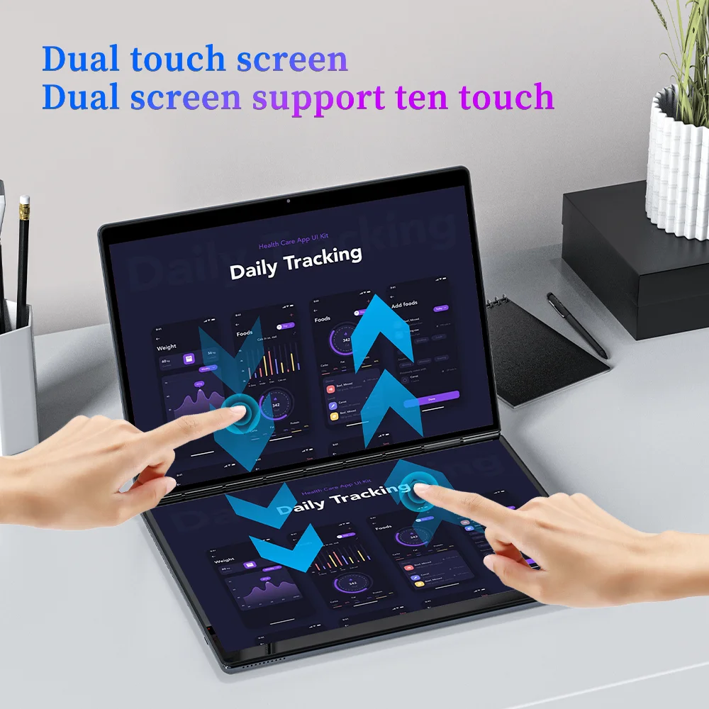 BYONE BY135 Dual Screen Laptop Intel N100 DDR5 16G RAM M.2 SSD 13.5 Inch 2.5K Touch Screen Notebook 9000Mah Computer PC Office 4