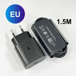 High - Speed 25W USB - C Fast Charger with Multiple Cable Length Options - Black EU with 1.5M