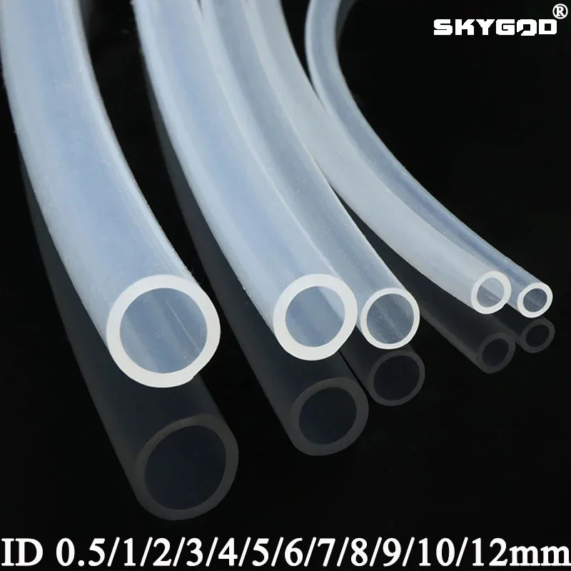 Flexible Silicone Tubing ID 0.5 1 2 2.5 3 4 5 6 7 8 mm Food Grade Tube Pipe Temperature Resistance Nontoxic Transparent Silicone Tube 1M/5M