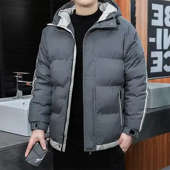 Autunno Inverno Termico Spesso Uomo Giubbotti Moda Cappotto caldo Parka Allentato Slim Fit Casual Puffer Cappotto Outwear Grigio Nero Parka 1