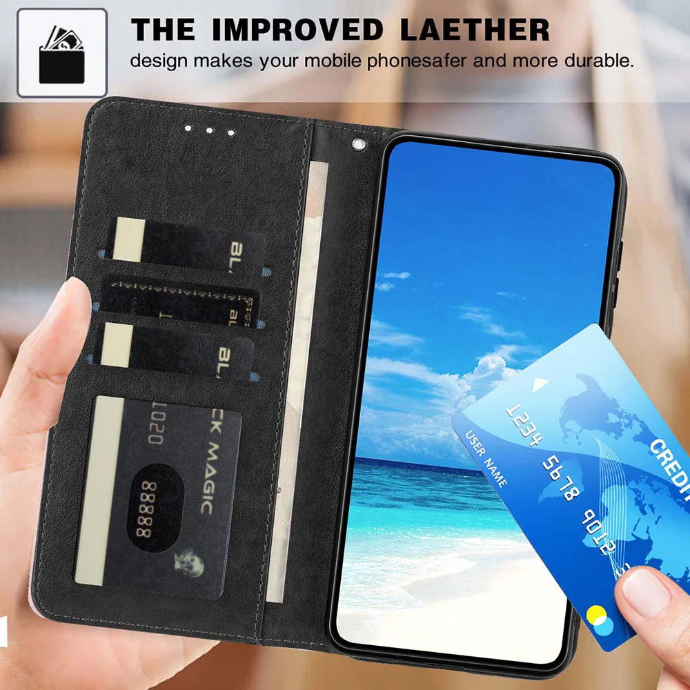 Litchi Leather Wallet Flip Phone Case with Enhanced Protection and Style