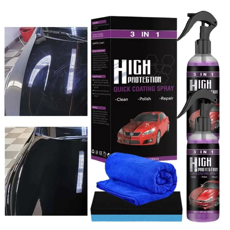 

Fast Car Ceramic Coating Spray 3 In 1 Coating Spray Refurbisher Polish Waterless Wash & Wax Hydrophobic Top Coat Polish Polymer