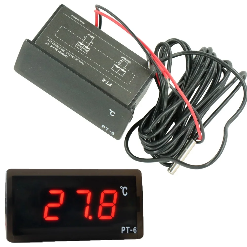 AC 220V Digital Car Thermometer Vehicle Temperature Meter Monitor AC Newest Automotive Thermometer With 2M NTC Senso