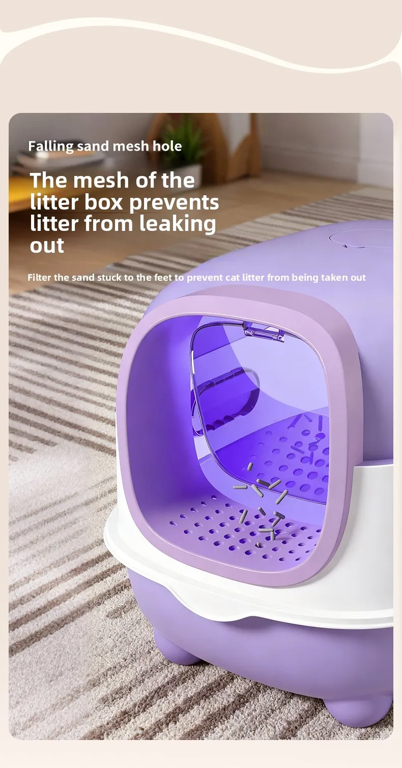 Fully Enclosed Cat Litter Box With Automatic Uv Odor Control_voghion.com