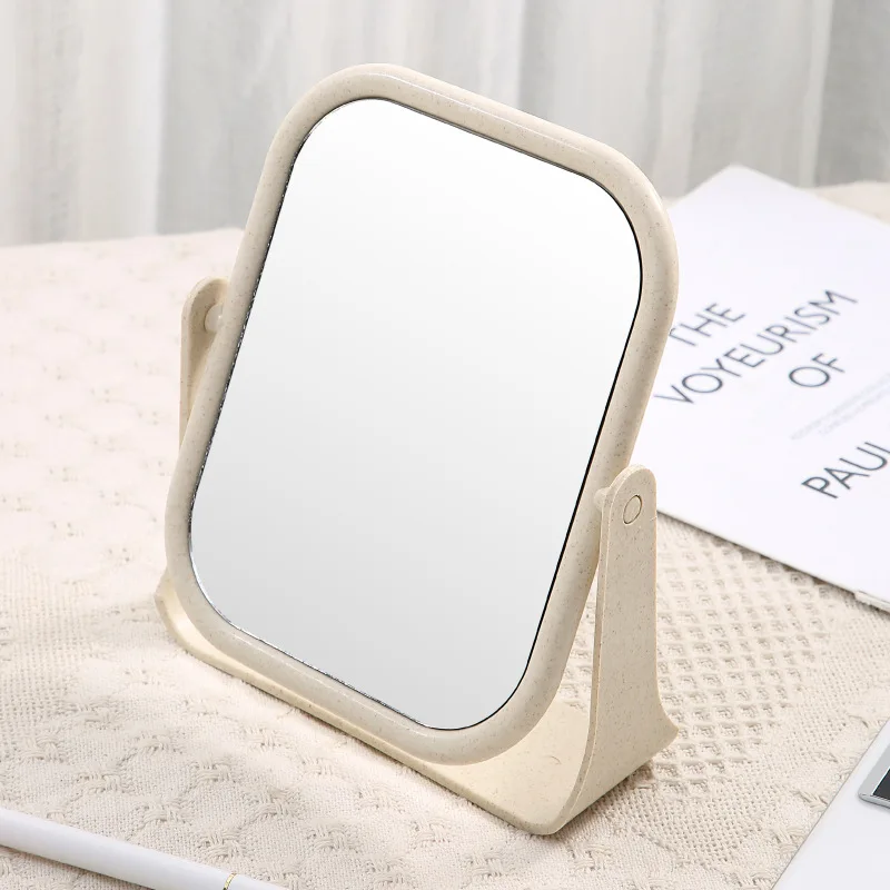Square Makeup Mirror-360&deg; Swivel, HD Double Sided Vanity Mirror for Dorm and Bedroom with Swivelling Tabletop Vanity