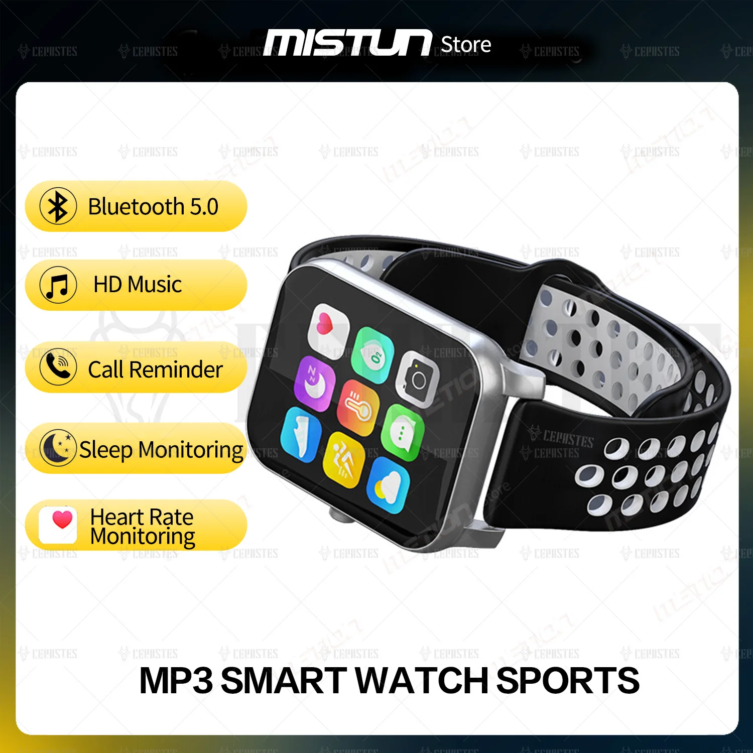 

Bluetooth Mp3 музыкальный плеер IPS HD сенсорный экран Умные спортивные часы наручные часы Шагомер монитор сердечного ритма кровяного давления