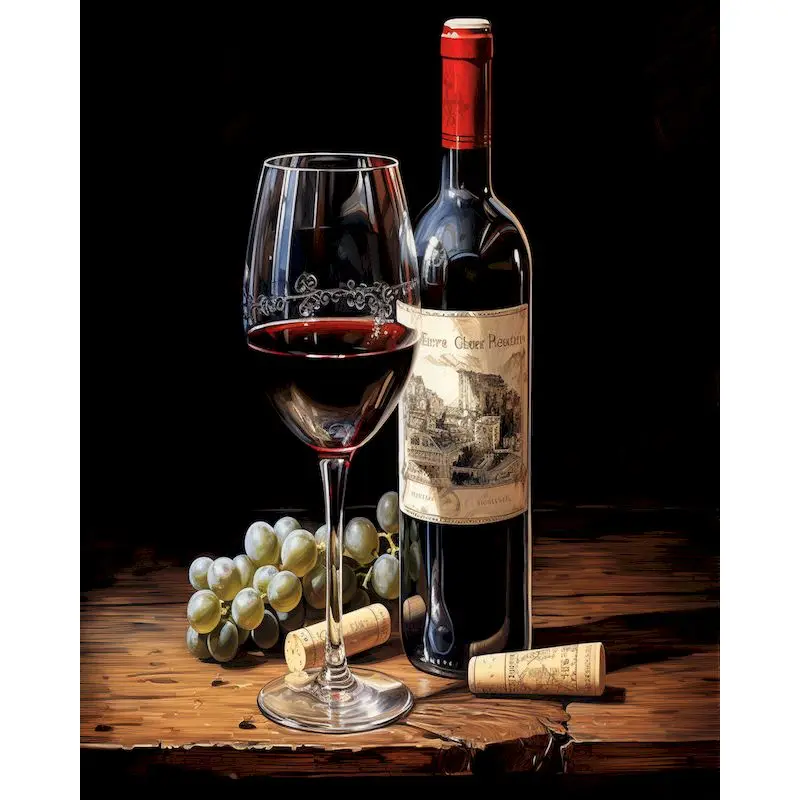 GATYZTORY Pintura al óleo por números Dibujo de vino tinto sobre lienzo Arte de pared pintado a mano Imágenes de bricolaje por números Kits para la decoración de la pared del hogar