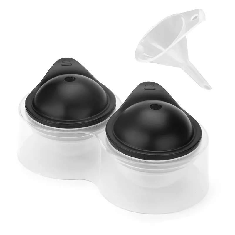 Grande vassoio per cubetti di ghiaccio in silicone con coperchio Sfera rotonda per produttore di palline di ghiaccio grandi per whisky/cocktail/basso