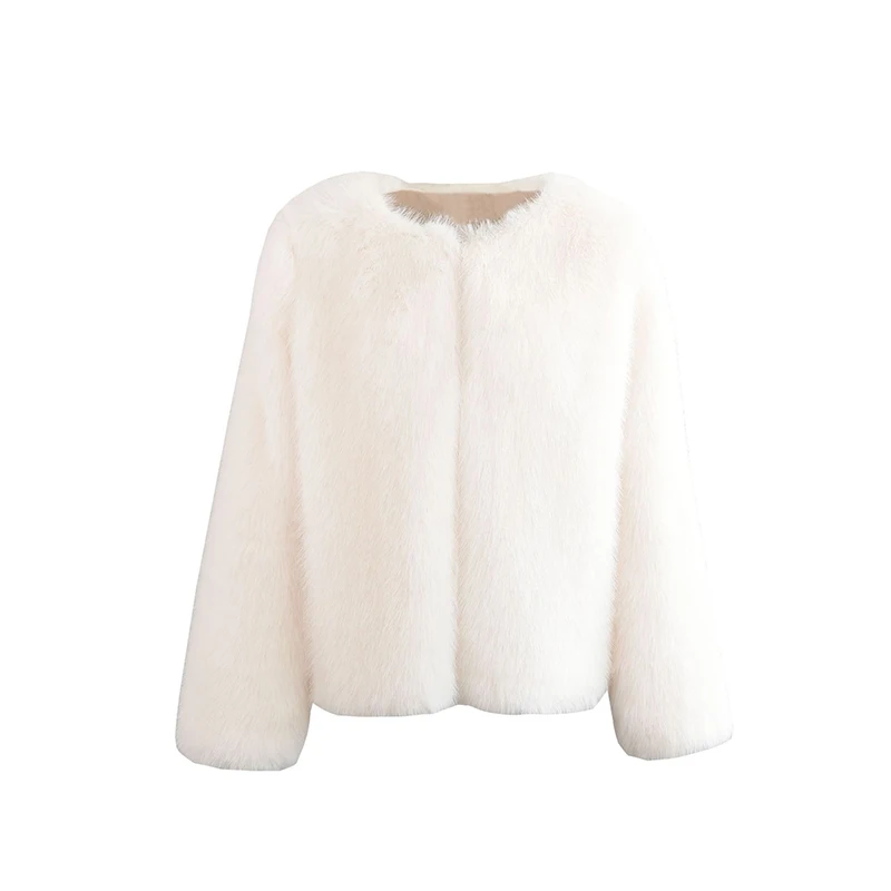 2023 Women's Faux Fur Coat Winter Fashion Elegant Female Short Faux Fox Fur Fluffy Jacket High Quality Ladies Plush Cardigan