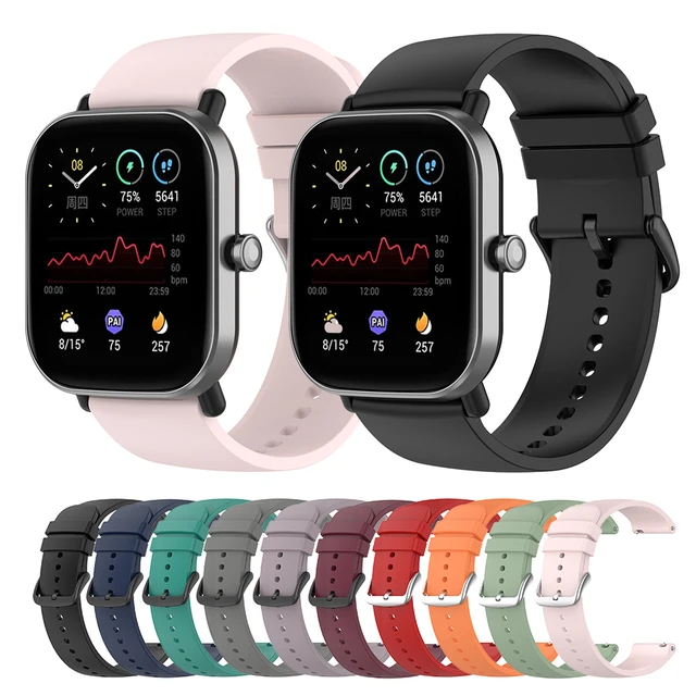 Correa de silicona para reloj inteligente, pulsera deportiva de 20mm y 22mm  para Amazfit Bip U Pro / Bip S Lite /Amazfit Stratos 3 2 2s pace -  AliExpress