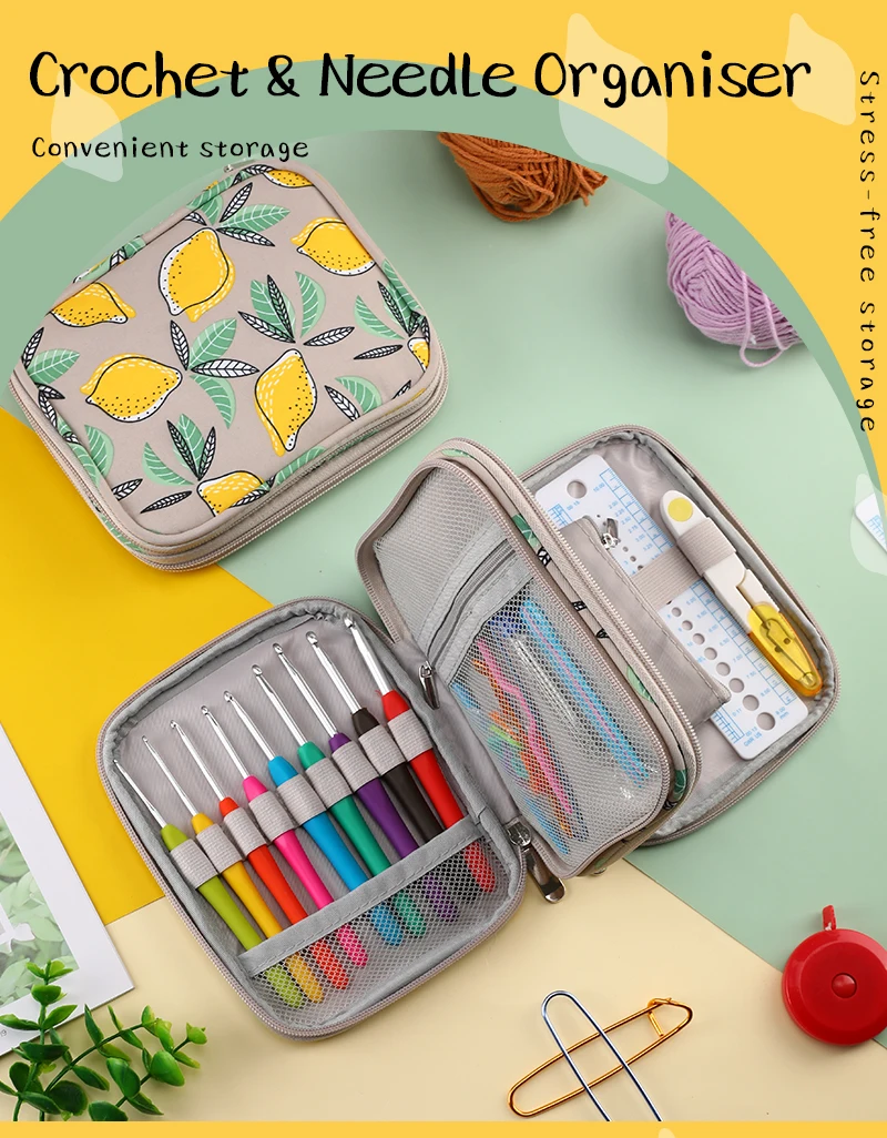 Description Picture 2 of itemNew Empty Knitting Kit Case Organizer Bag Knitting Needles Storage Bag For Needles Scissors Sewing Tool Accessories Kit Bag Gift