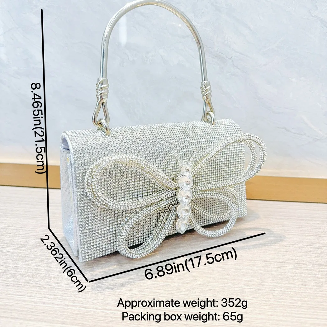 new cross-border socialite dinner clutch bag silver rhinestone dress clutch bag party shoulder crossbody
