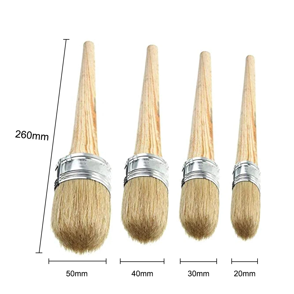 Wall painting brush paint roller brush trimming paint brush Home Use Brush Wooden Handle Painting Wax Brushes 185mm Long Round Bristle Chalk Oil Paint DIA 20mm/30mm