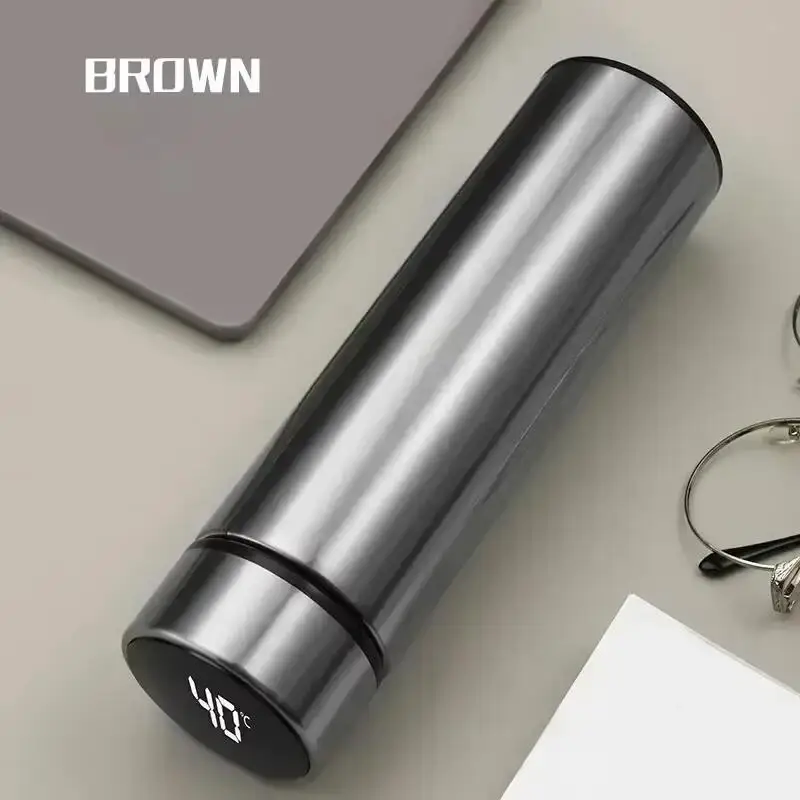 Stainless Steel Thermos Bottle with Digital LED Temperature Display, 500ml Vacuum Insulated Flask