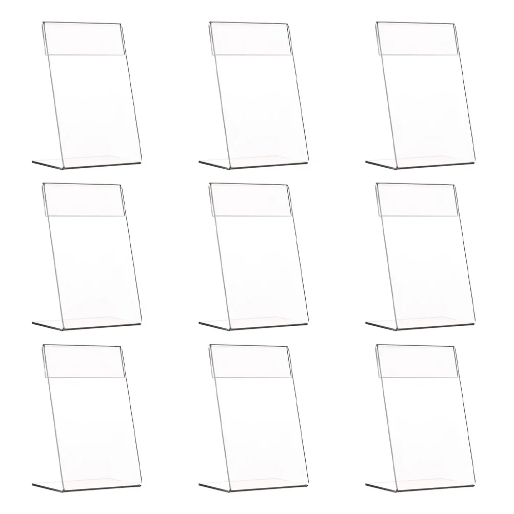 9Pcs Acrylic Price Tags L Shaped Display Stands Slanted Sign Holders High End Plastic Menu Name Card Practical 4