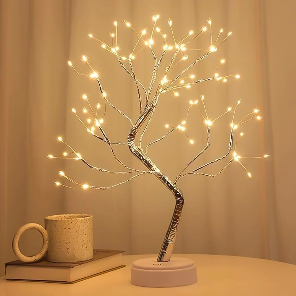 LED Night Light Mini Christmas Tree Copper Wire Garland Lamp For Kids Home Bedroom Decoration Decor Fairy Light Holiday lighting